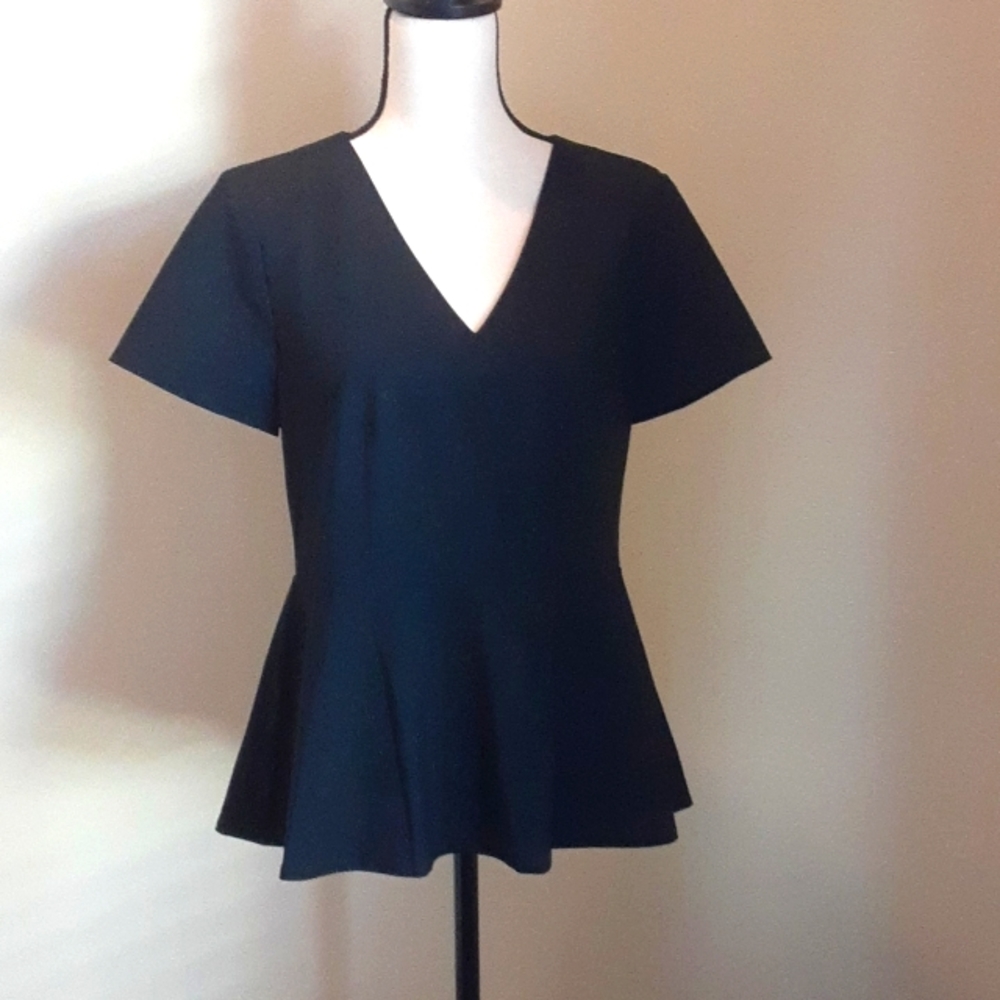 Black Ann Taylor Peplem Top NWT